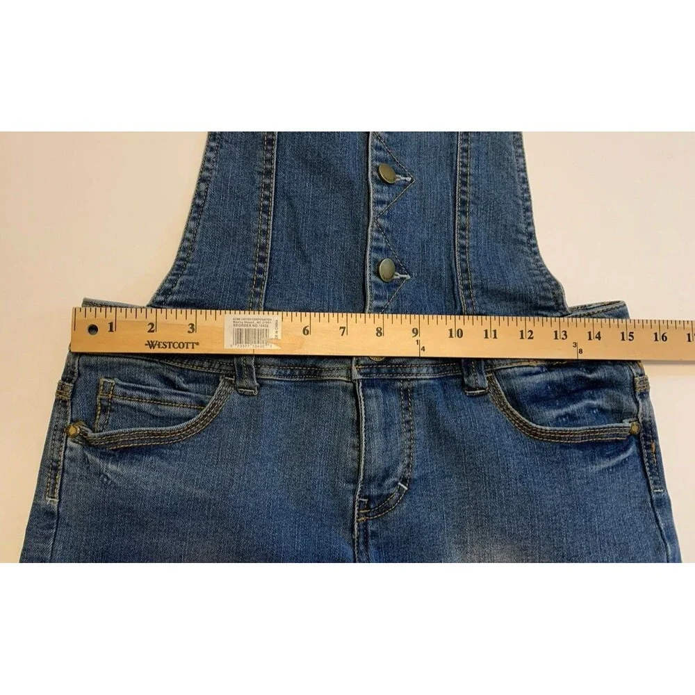 Tinseltown Womens Size Junior Small Overall Shorts Distressed Jean Shortalls
